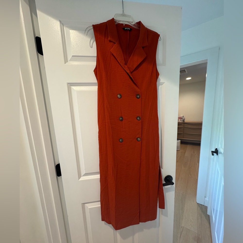 Sleeveless Burnt Orange Vest Dress